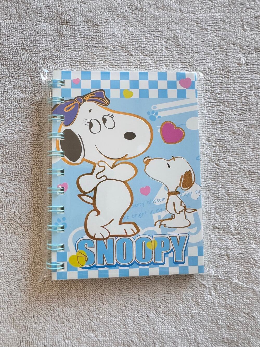 Snoopy and Bella blue spiral notebook stripes pages